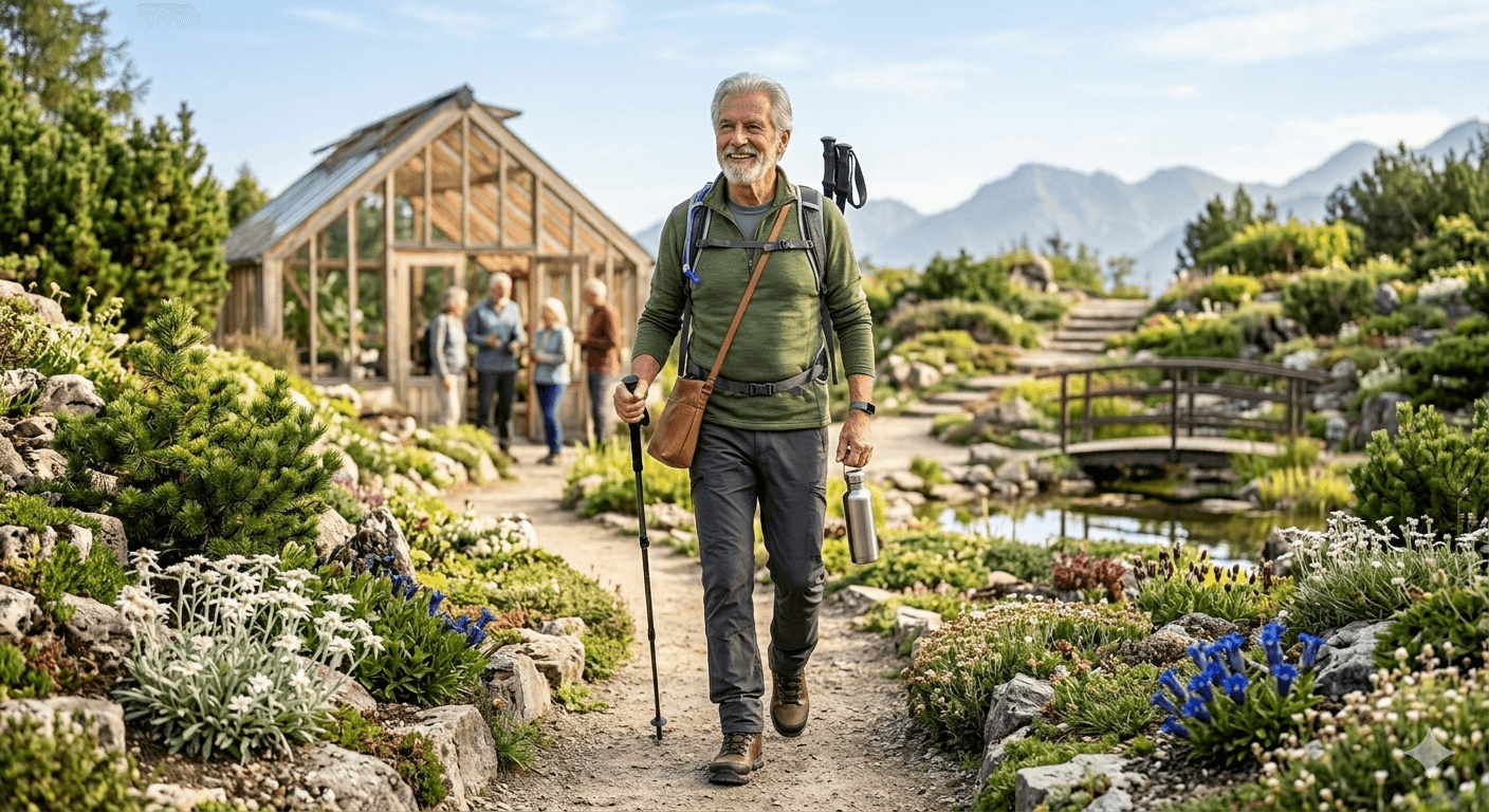 Active senior walking demonstrating longevity benefits