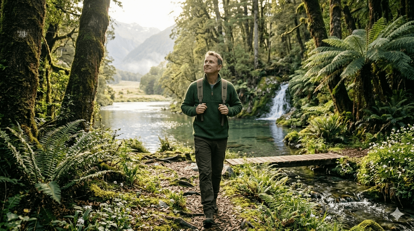 Person walking in nature for mental health and clarity