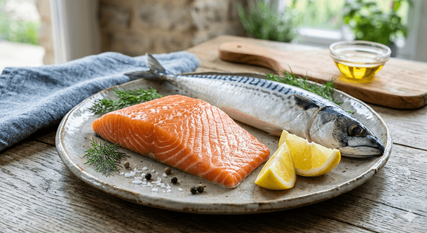 Fresh salmon fillet - highest natural vitamin D food source with omega-3