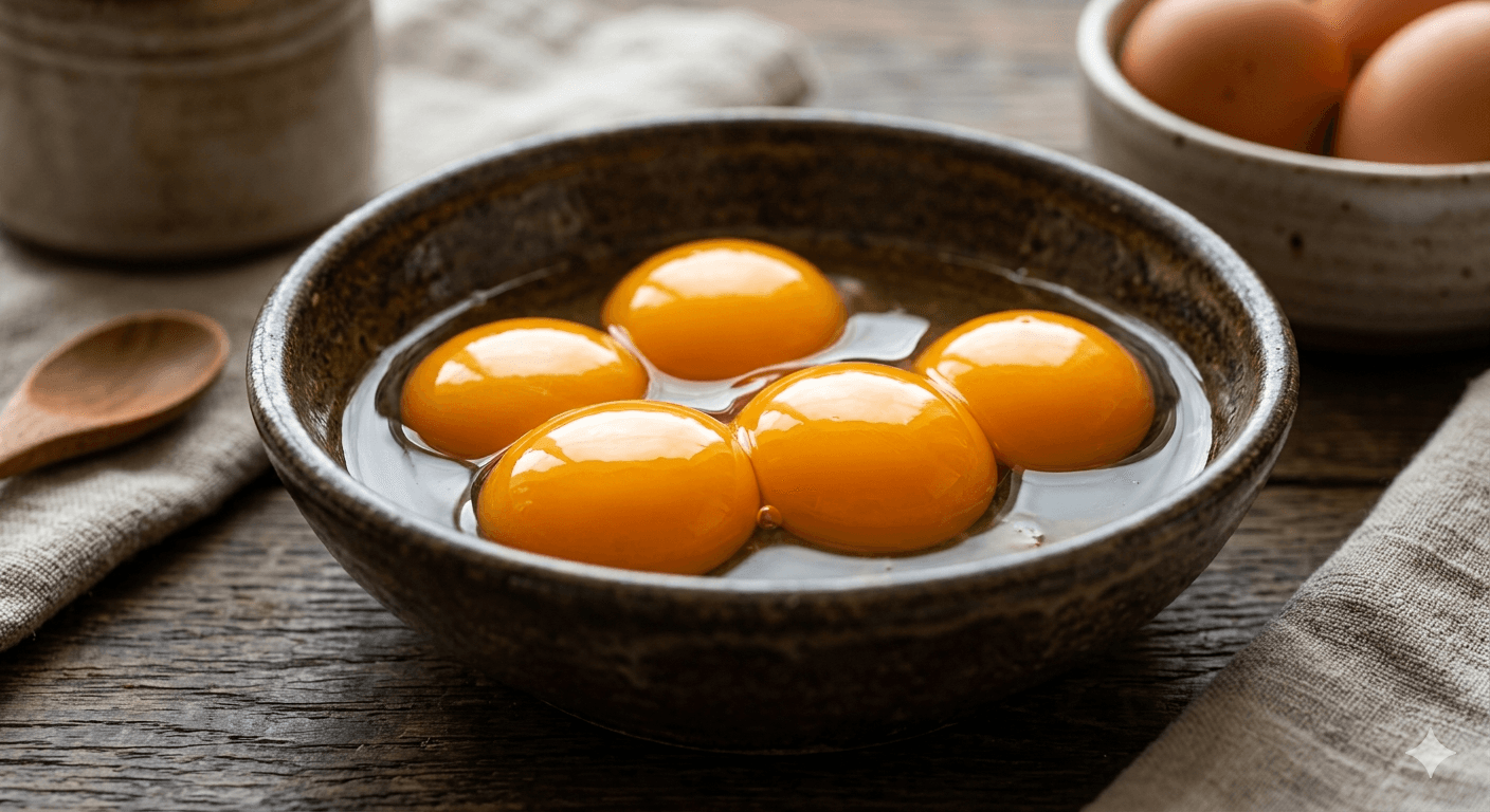 Fresh egg yolks - natural vitamin D from pasture-raised chickens