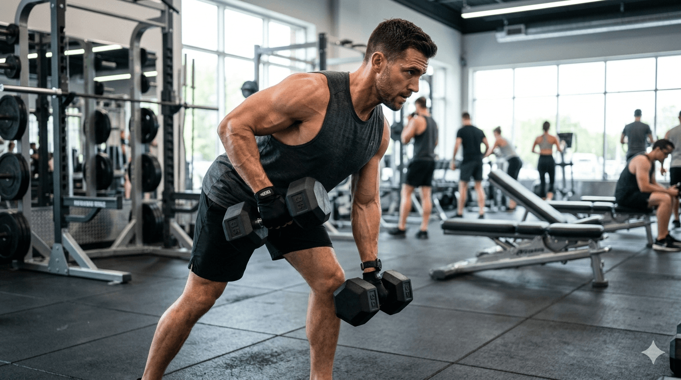Strength training with dumbbells to preserve muscle during fat loss