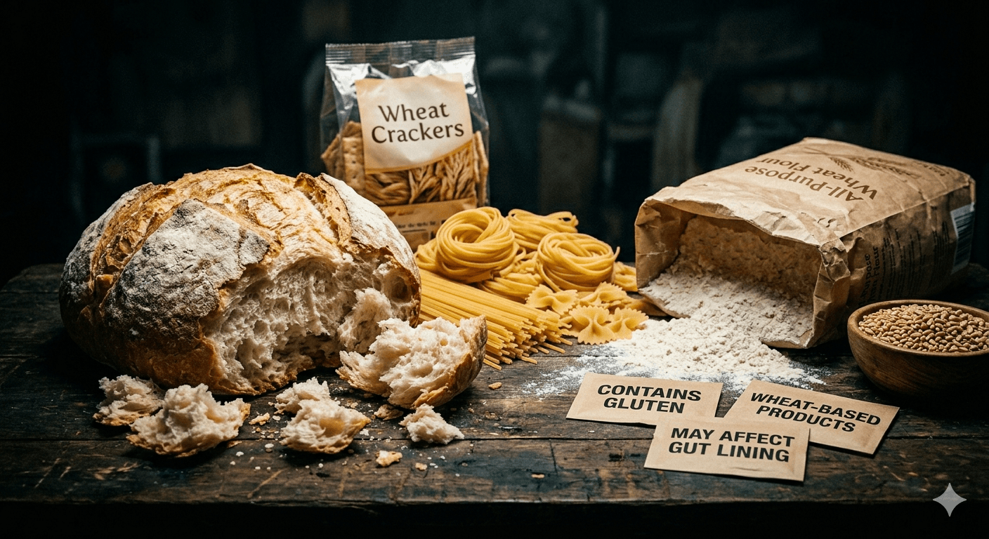 White bread and wheat products that can affect gut lining