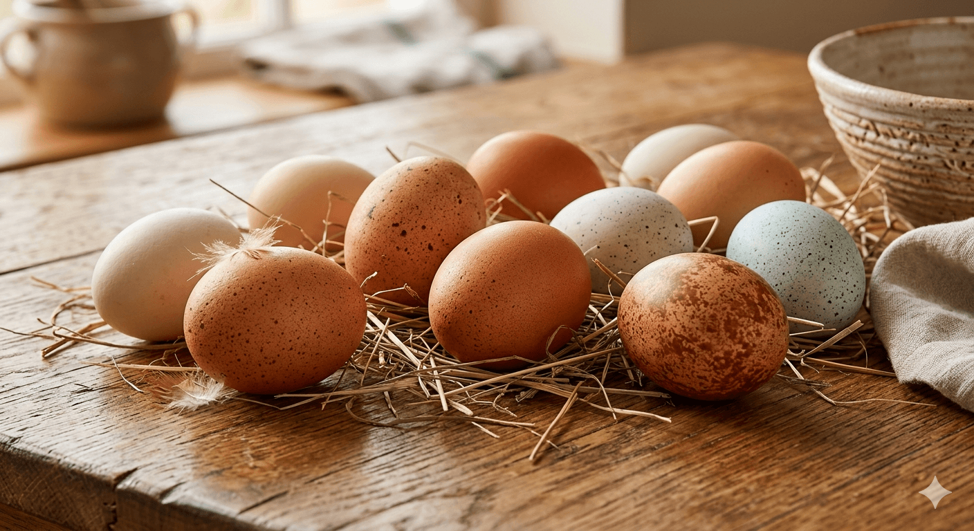 Fresh whole eggs — complete protein source with all nine essential amino acids
