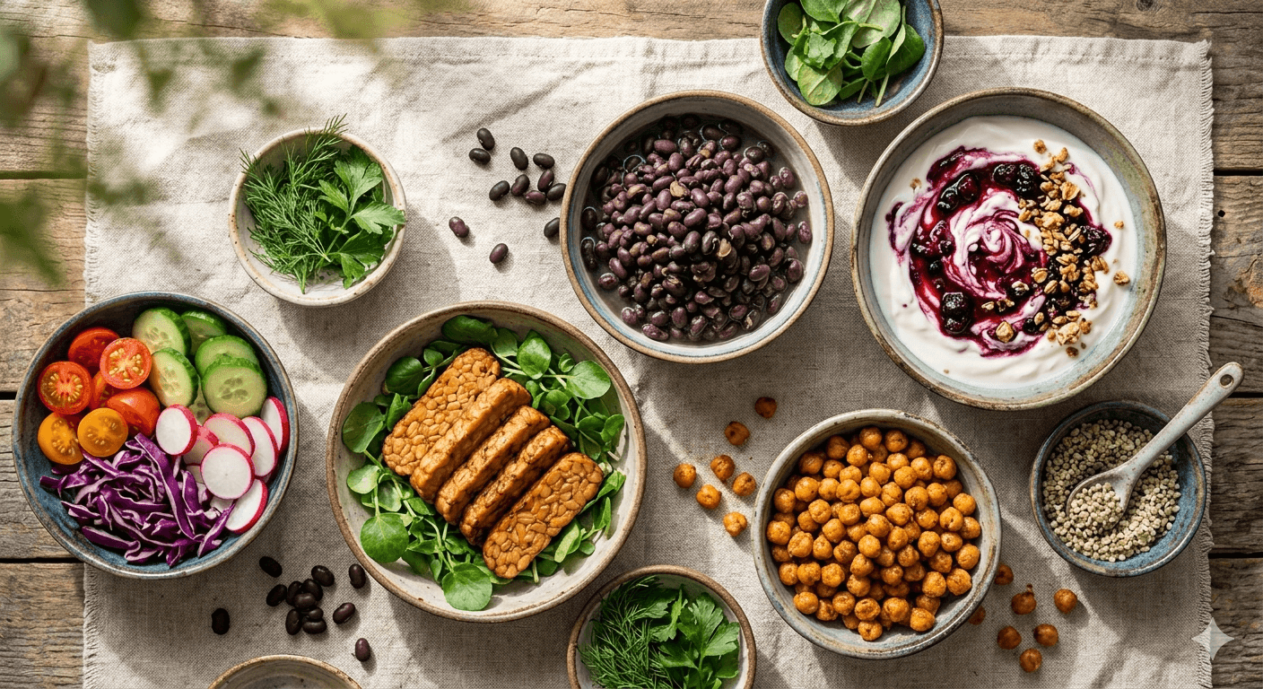 Plant protein and gut health — lentils, beans, and fiber-rich foods support a healthy microbiome