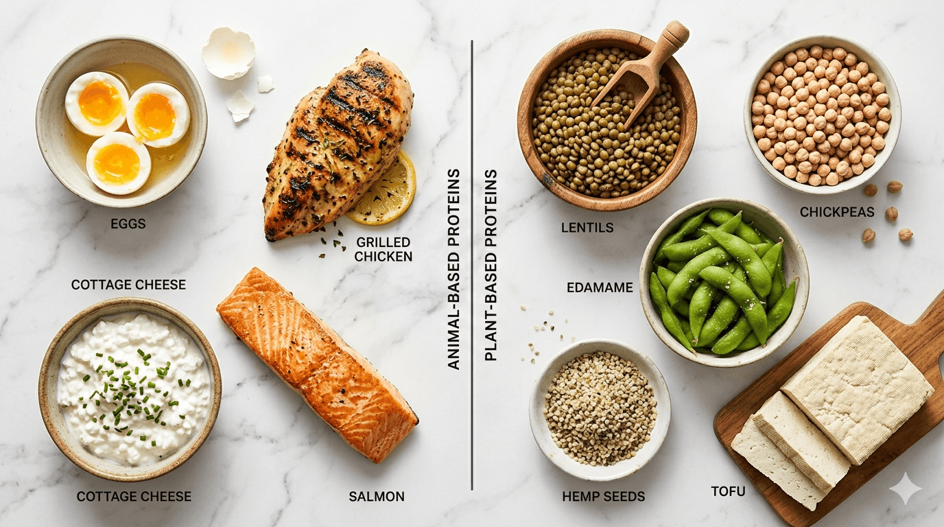 Visual comparison of amino acid profiles in plant vs animal protein sources