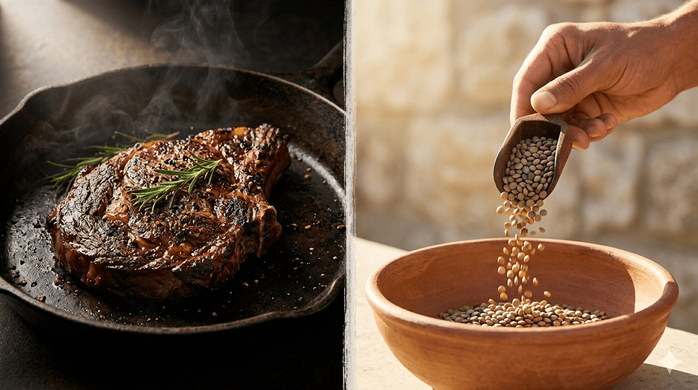 Environmental impact of plant protein vs animal protein — lentils, beans in natural setting