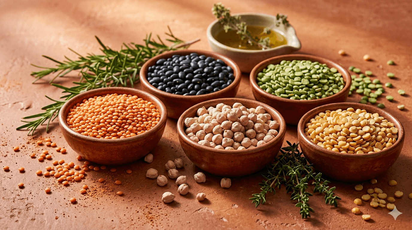 Heart-healthy plant proteins — lentils, chickpeas, black beans, tofu for cardiovascular health