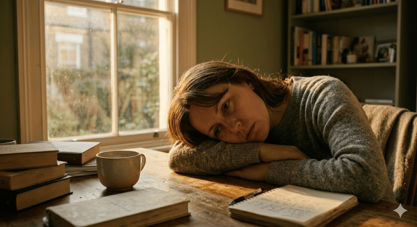 Person feeling exhausted at desk — chronic fatigue is a key warning sign of high blood sugar